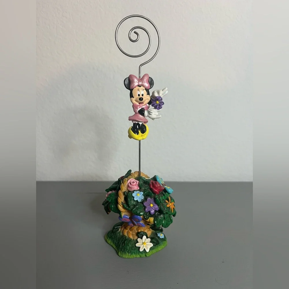 Disney VTG Park Minnie Mouse Colorful Spring Floral Scene Picture Photo Holder